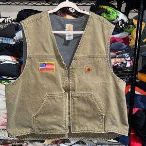 Vintage 90s Carhartt V19 BRK Faded Brown Vest Size 3xl